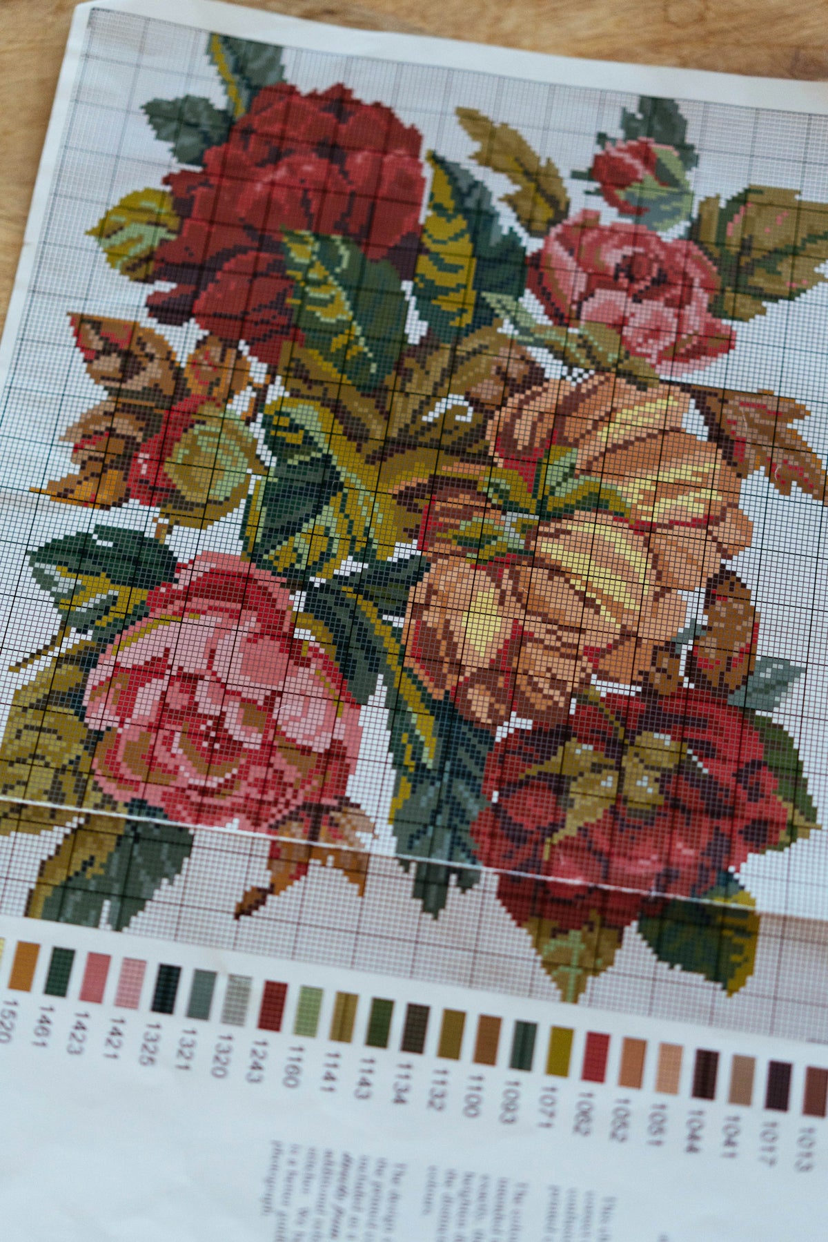 Cross-stitch chart with a colour guide
