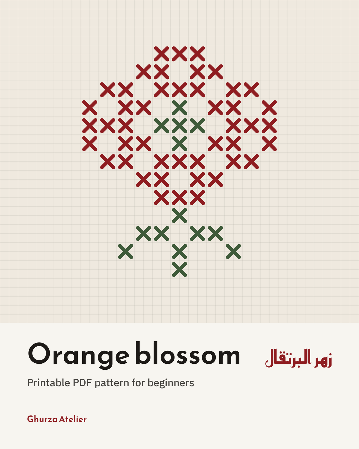 Orange blossom cross-stitch pattern chart