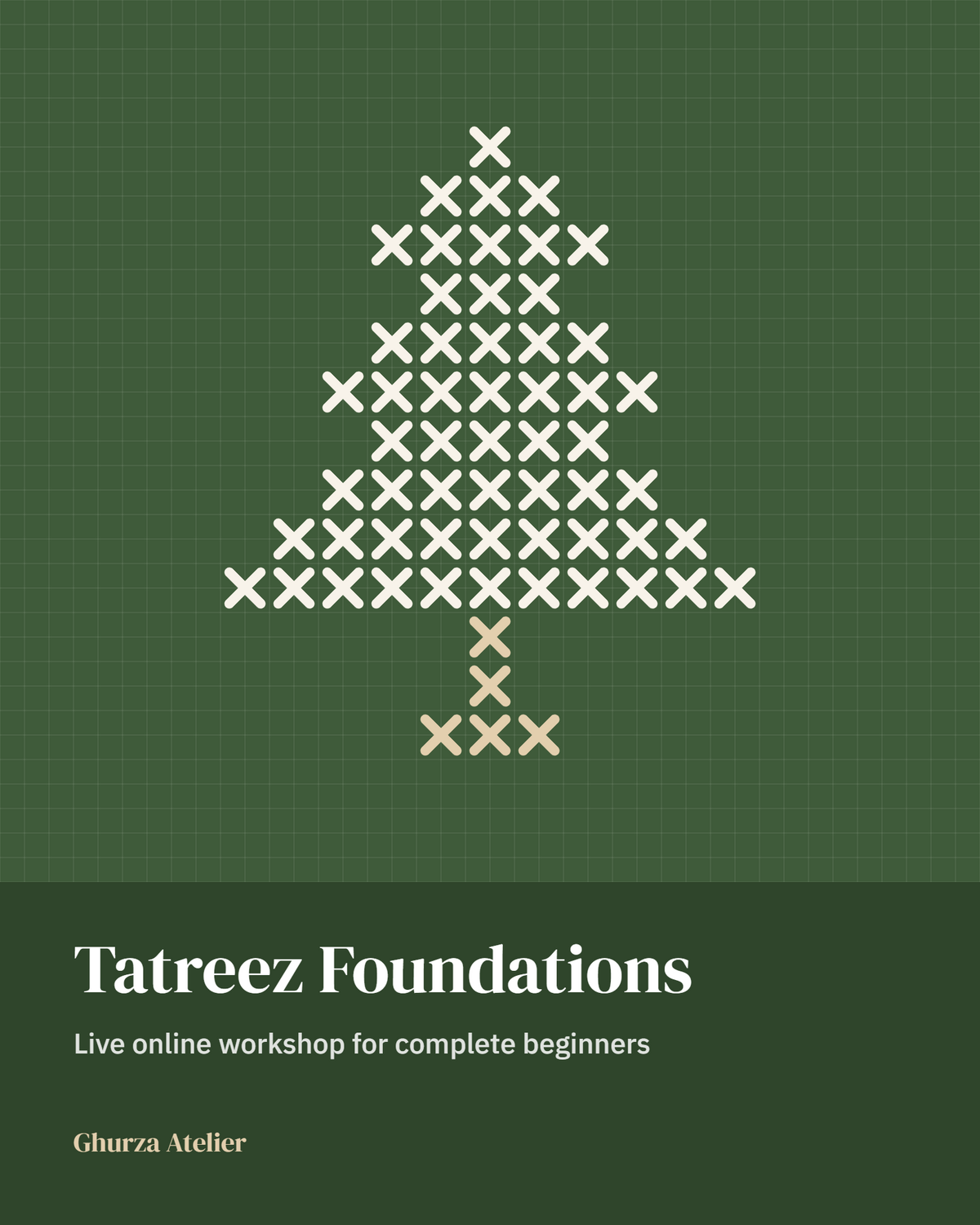 Tatreez Foundations workshop, with a cypress motif chart